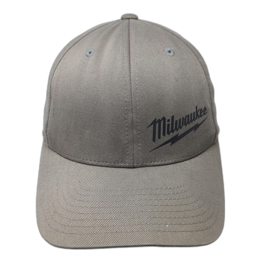 Milwaukee Baseball Cap Gray M Fitted Hat Flexfit Embroidered Logo Tool Brand